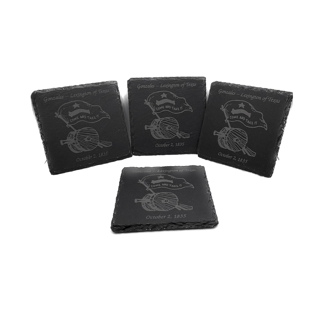 Set of 4 "Come and Take It" Battle of Gonzales, TX Cannon Coasters