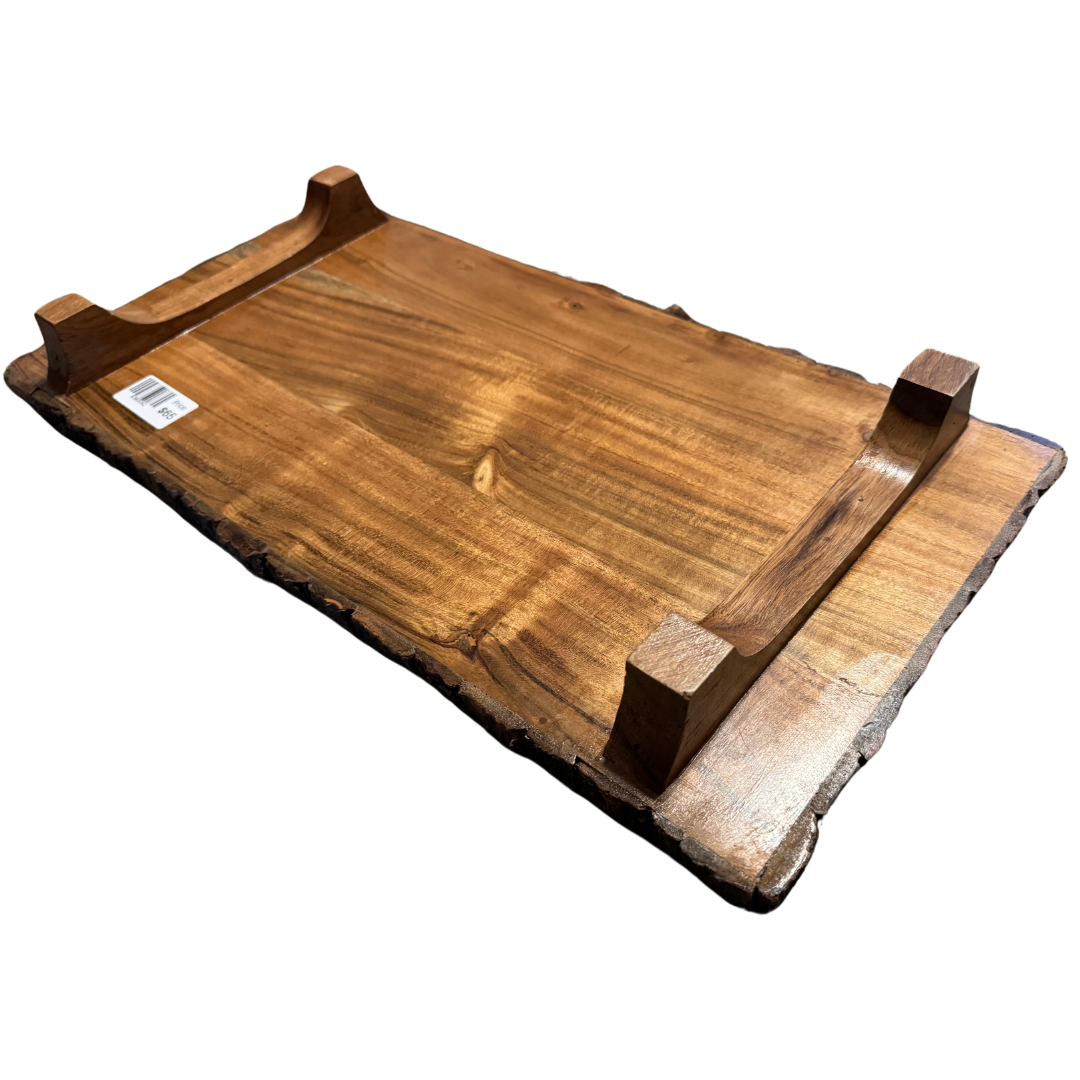Bear Family in Mountains Live-edged Footed Board