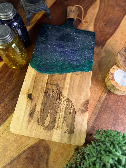 Stary Night Bear Resin and Engraved Board