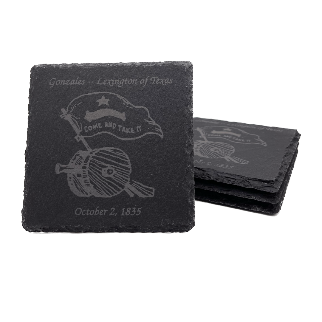 Set of 4 "Come and Take It" Battle of Gonzales, TX Cannon Coasters