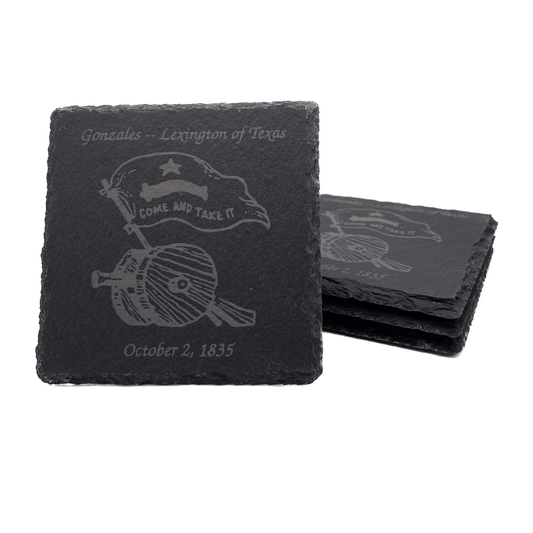 Set of 4 "Come and Take It" Battle of Gonzales, TX Cannon Coasters