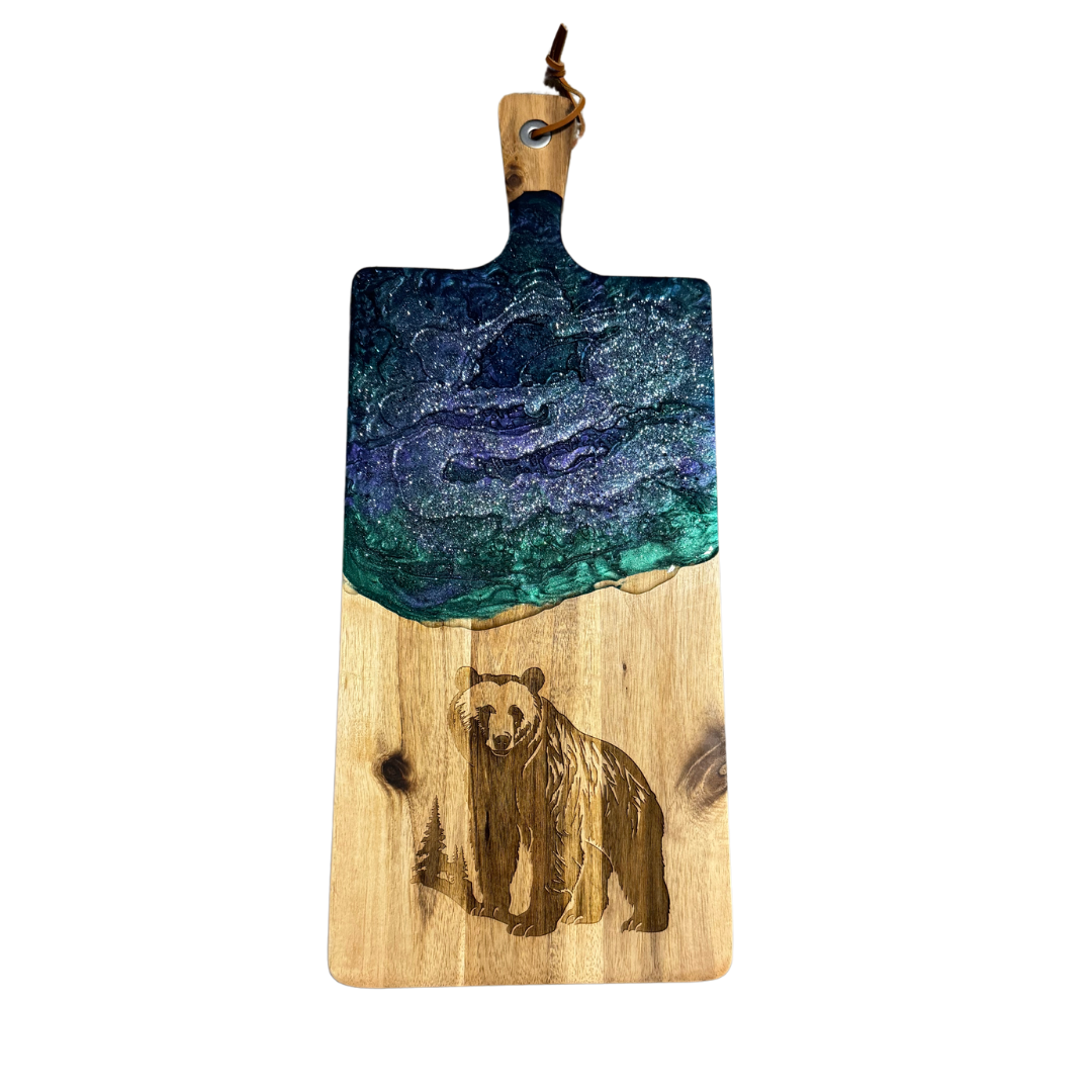 Stary Night Bear Resin and Engraved Board