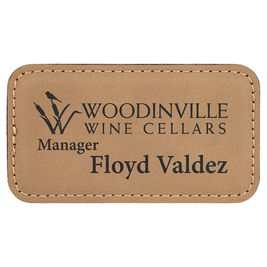 Custom Leatherette Badge with Magnet 3 1/4" x 1 3/4"