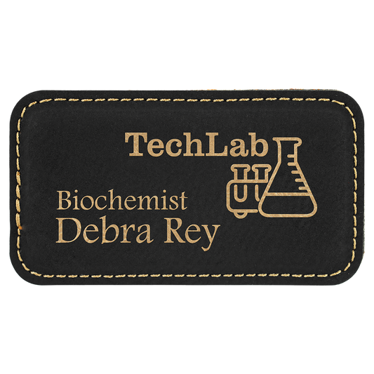 Custom Leatherette Badge with Magnet 3 1/4" x 1 3/4"