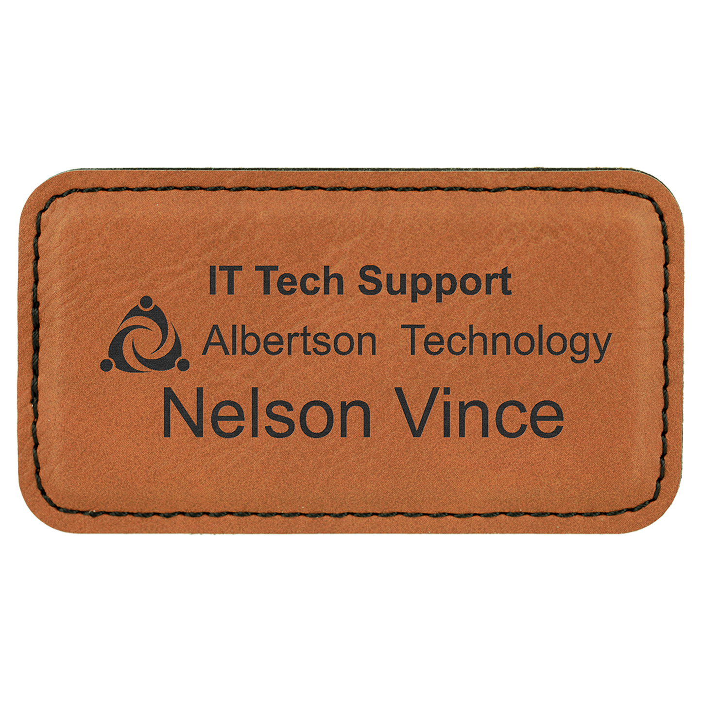 Custom Leatherette Badge with Magnet 3 1/4" x 1 3/4"