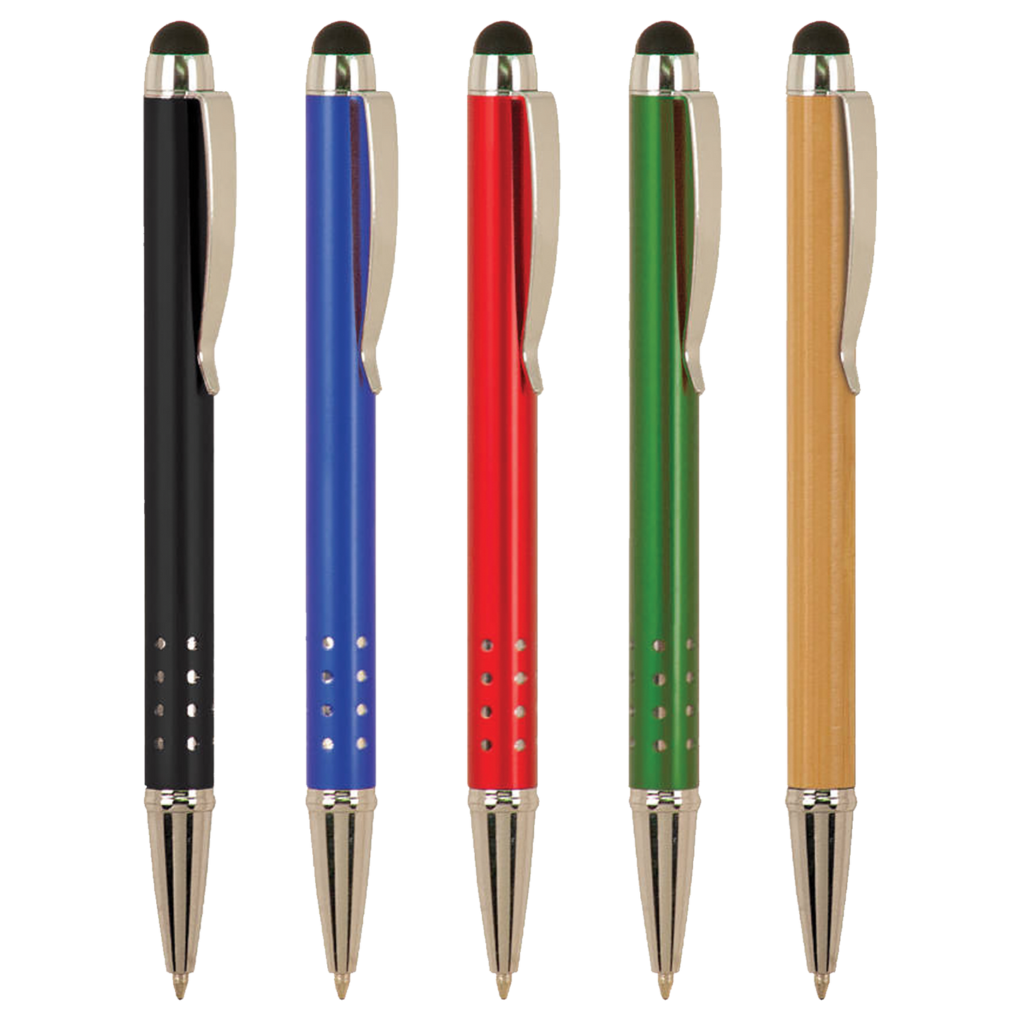 Silver Trim Engraved Pen with Stylus top
