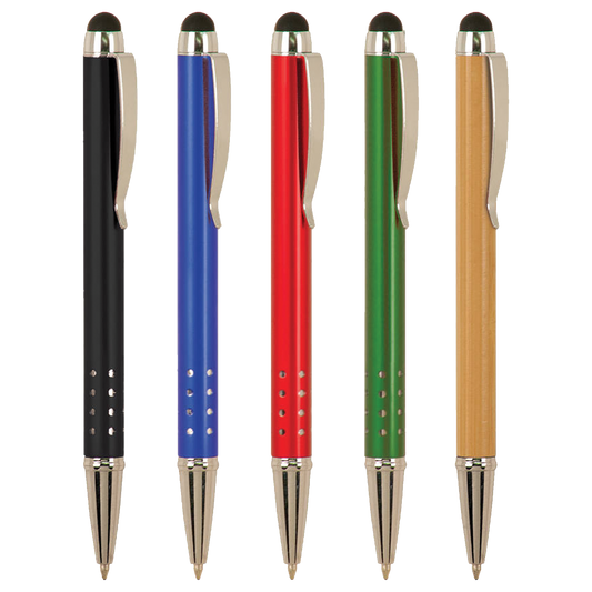 Silver Trim Engraved Pen with Stylus top