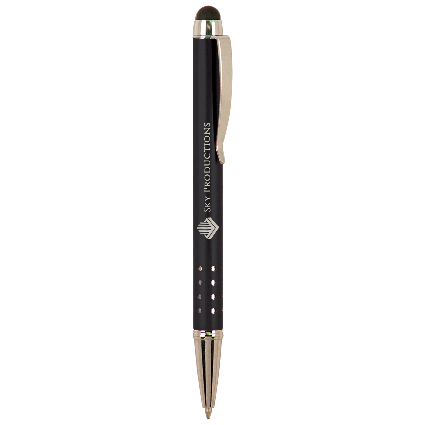 Silver Trim Engraved Pen with Stylus top