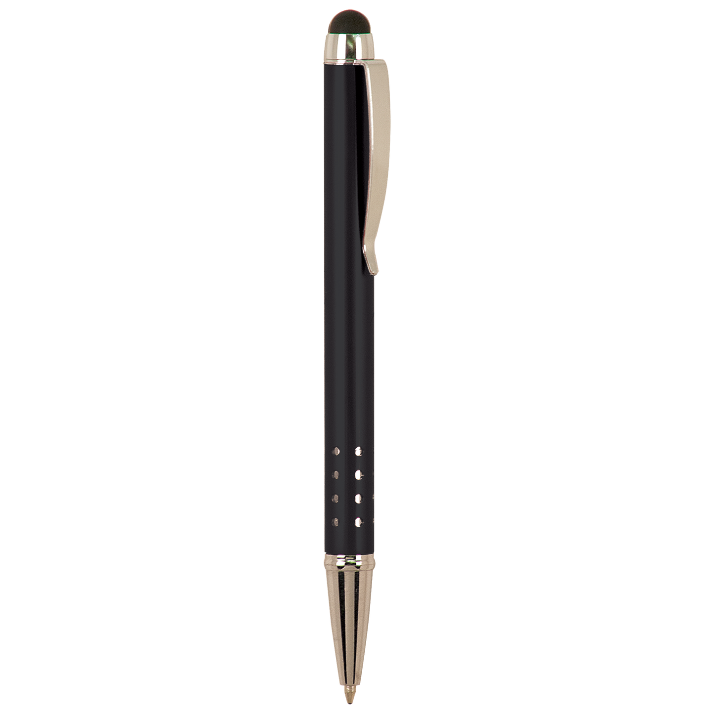 Silver Trim Engraved Pen with Stylus top