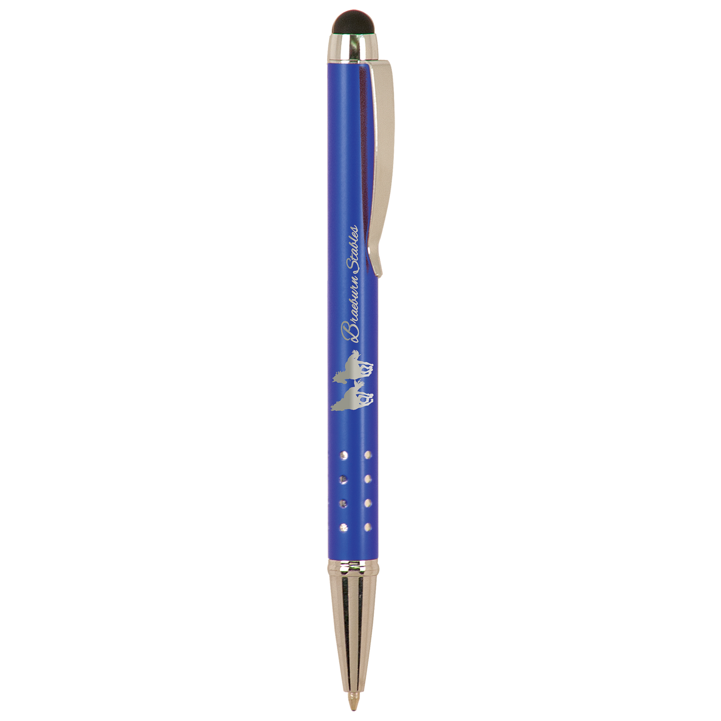 Silver Trim Engraved Pen with Stylus top
