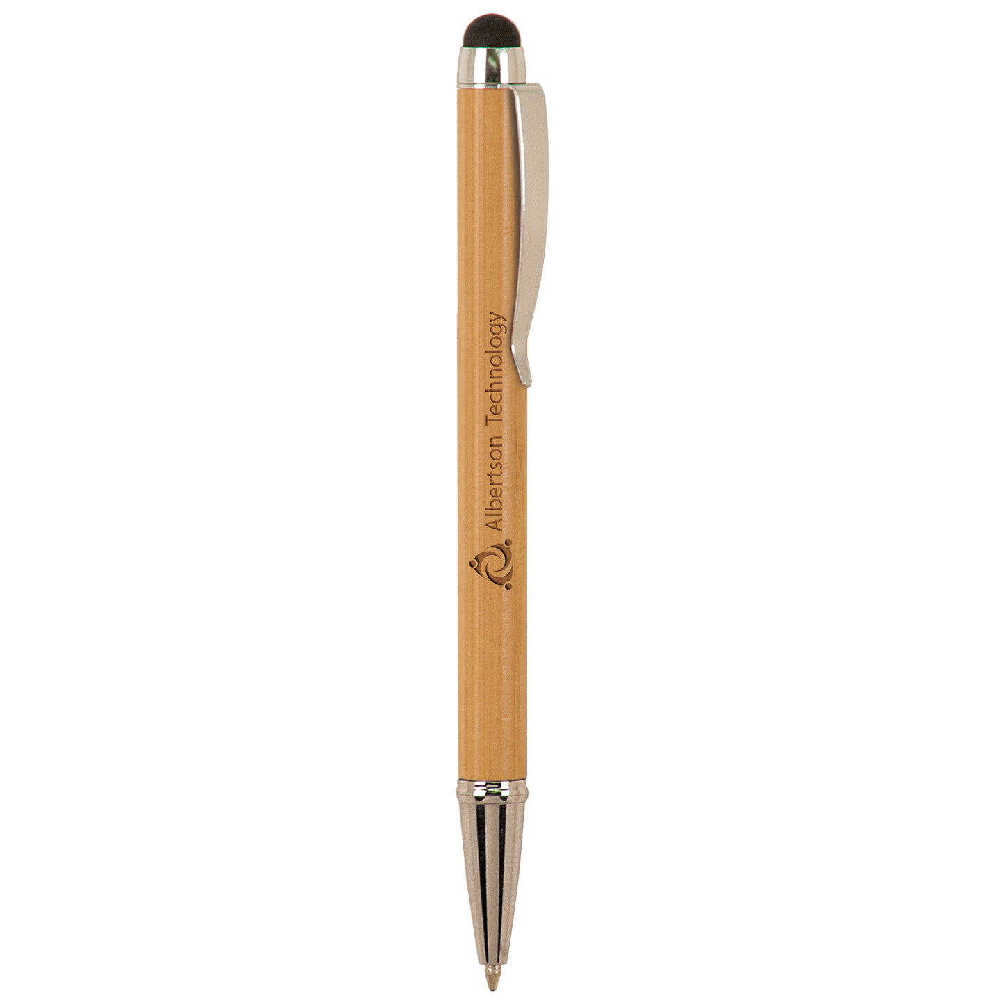 Silver Trim Engraved Pen with Stylus top