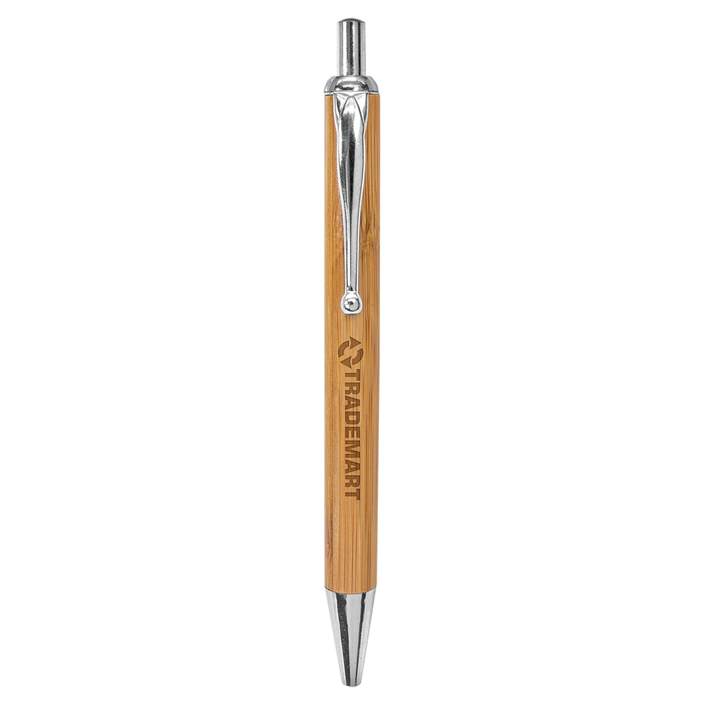 Engraved Bamboo Silver Lined Pen