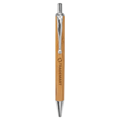 Engraved Bamboo Silver Lined Pen