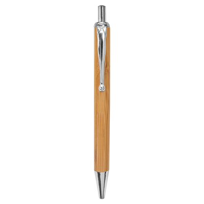 Engraved Bamboo Silver Lined Pen